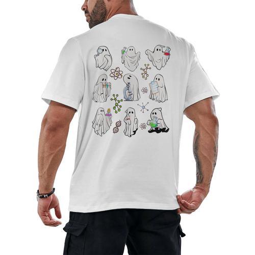 Ghost Science Teacher Chemistry Laboratory Halloween Costume Men's Back Print T-Shirt - teacherstshirts.com AU