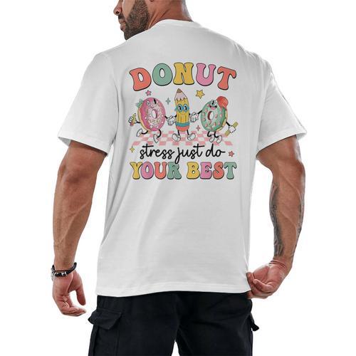 Groovy Donut Stress Just Do Your Best Testing Day Teachers Men's Back Print T-Shirt - teacherstshirts.com DE