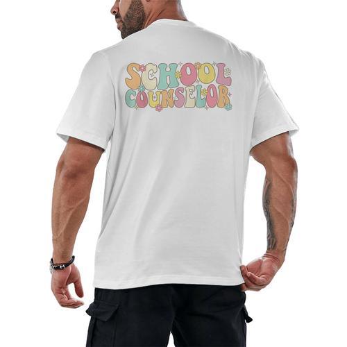 Groovy School Counselor Back To School Teacher Counseling Men's Back Print T-Shirt - teacherstshirts.com