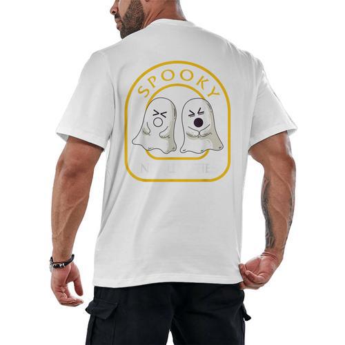Halloween Math Teacher Cottagecore Spooky Inequalities Ghost Men's Back Print T-Shirt - teacherstshirts.com