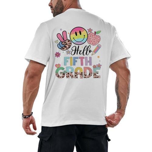 Hello 5th Grade Boy Girl Teacher Back To School 5th Grade Men's Back Print T-Shirt - teacherstshirts.com UK