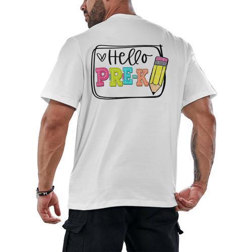 Hello Pre-K Team Preschool Teacher Kids Back To School Men's Back Print T-Shirt - teacherstshirts.com