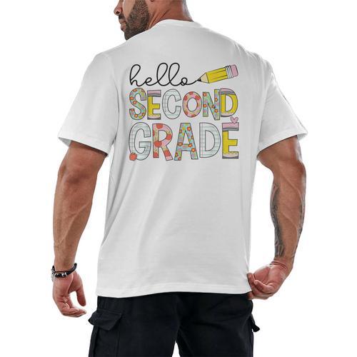 Hello Second Grade Team 2nd Grade Back To School Teacher Kid Men's Back Print T-Shirt - teacherstshirts.com
