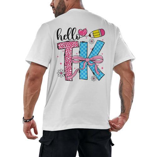 Hello TK Transitional Kindergarten Back To School Teacher Men's Back Print T-Shirt - teacherstshirts.com