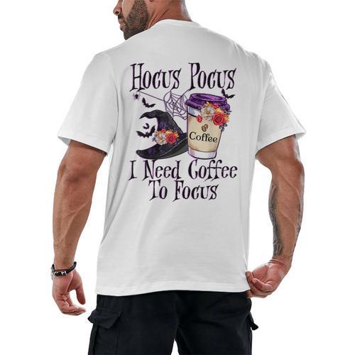 Hocus Pocus I Need Coffee To Focus Halloween Teacher Men's Back Print T-Shirt - teacherstshirts.com CA