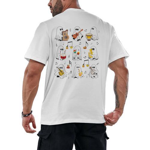It's A Bootiful Day To Make Music Ghost Teacher Men's Back Print T-Shirt - teacherstshirts.com
