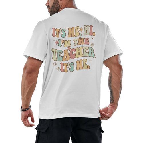 It's Me Hi I'm The Teacher It's Me Groovy Teacher Men's Back Print T-Shirt - teacherstshirts.com UK