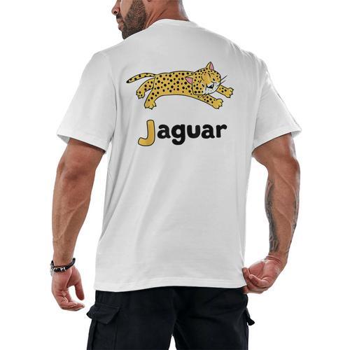 J Is For Jaguar ABC Alphabet T-Shirt For Teachers Students Men's Back Print T-Shirt - teacherstshirts.com