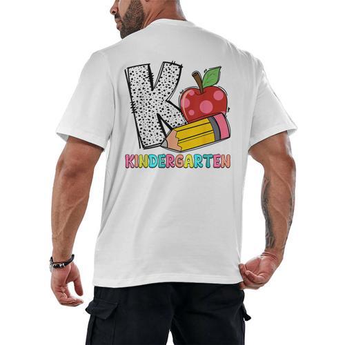 K Is For Kindergarten Teacher Pencil Apple Back To School Men's Back Print T-Shirt - teacherstshirts.com