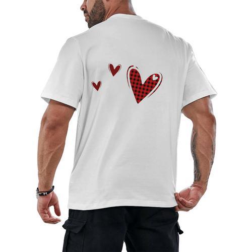 Kindergarten Has My Heart Buffalo Print Teacher Valentine Men's Back Print T-Shirt - teacherstshirts.com AU