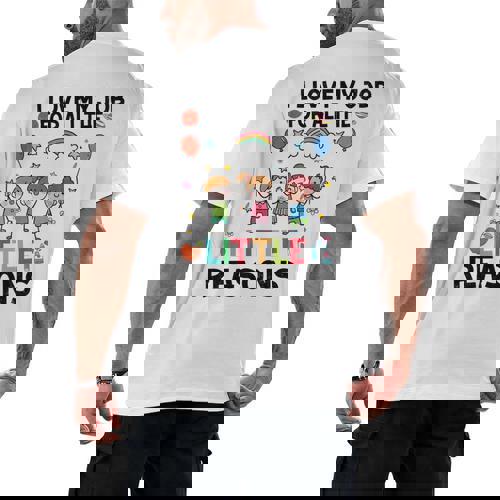 Love Job For Little Reasons Daycare Teacher Graphic Men&#x27;s Back Print T-Shirt - teacherstshirts.com