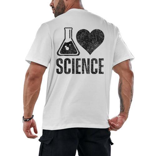 I Love Science Lover Teacher Scientist Sciences Men's Back Print T-Shirt - teacherstshirts.com UK