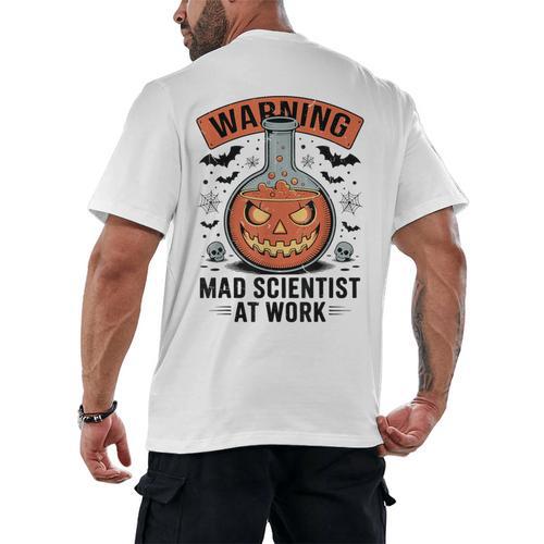 Mad Scientist Pumpkin Science Teacher Halloween Costume Kids Men's Back Print T-Shirt - teacherstshirts.com