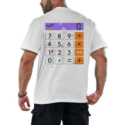 Math Teacher Halloween Costume Calculator Math Pun Men's Back Print T-Shirt - teacherstshirts.com AU