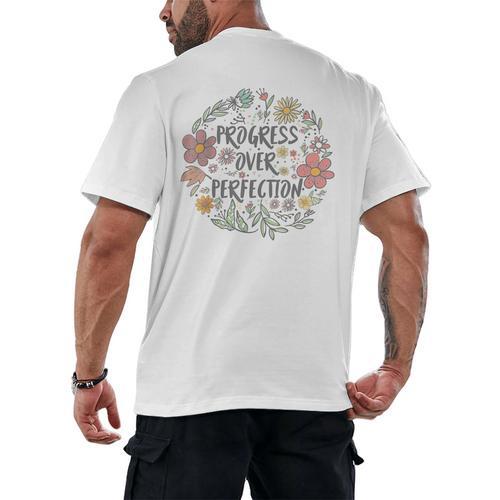 Motivational Progress Over Perfection Back To School Teacher Men's Back Print T-Shirt - teacherstshirts.com CA