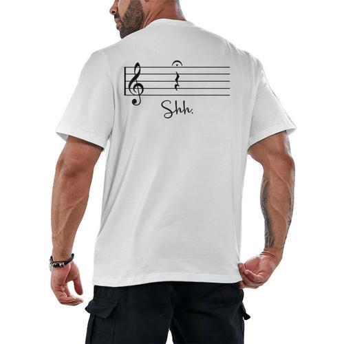 Music Notes Shirt Shh Quarter Fermata Teacher Men's Back Print T-Shirt - teacherstshirts.com AU