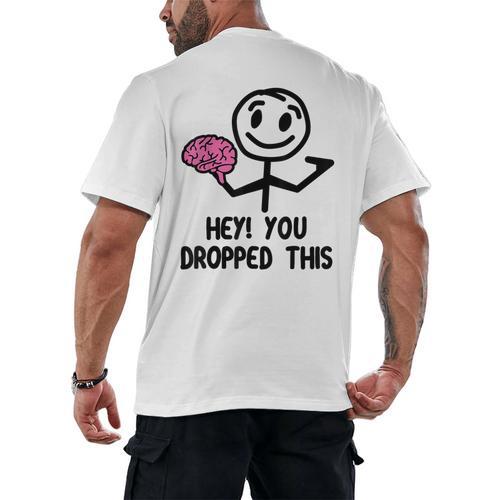 Nerdy Hey You Dropped This Brain Math Teacher Men's Back Print T-Shirt - teacherstshirts.com CA