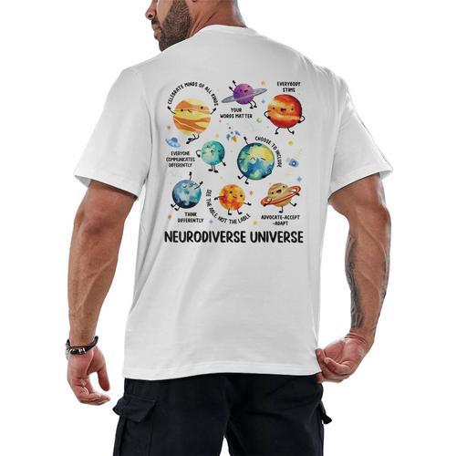 Neurodiverse Universe Space Planet Special Education Teacher Men's Back Print T-Shirt - teacherstshirts.com