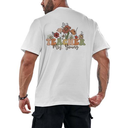 Personalized Name Teacher Mrs Young Back To School Custom Men's Back Print T-Shirt - teacherstshirts.com