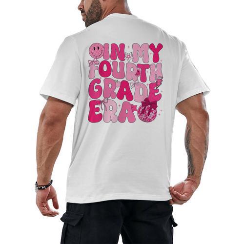 Pink Fourth Grade Era 4th Back To School Grade Teacher Men's Back Print T-Shirt - teacherstshirts.com DE