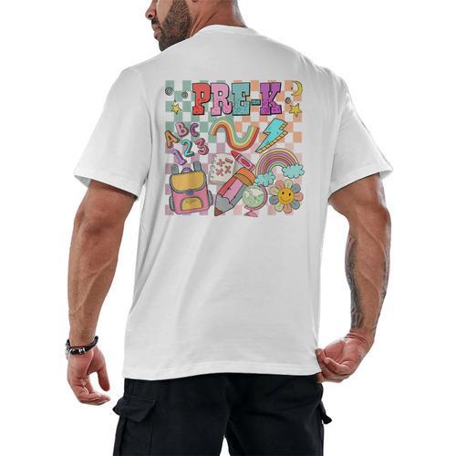 Pre K Back To School Teacher Student Men Women Kids Men's Back Print T-Shirt - teacherstshirts.com