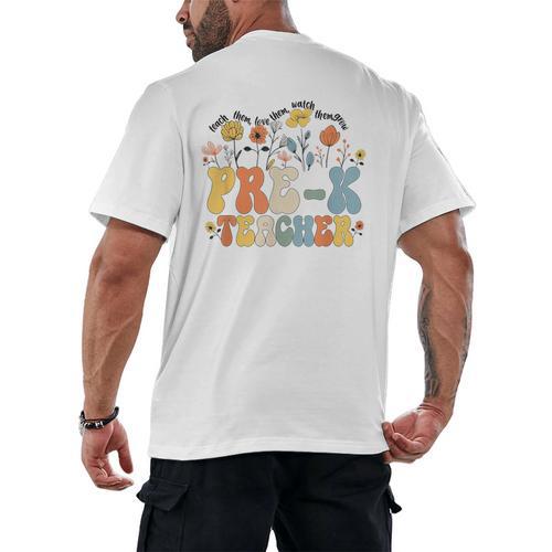 Pre-k Teacher Appreciation Teaching Wildflowers Men's Back Print T-Shirt - teacherstshirts.com