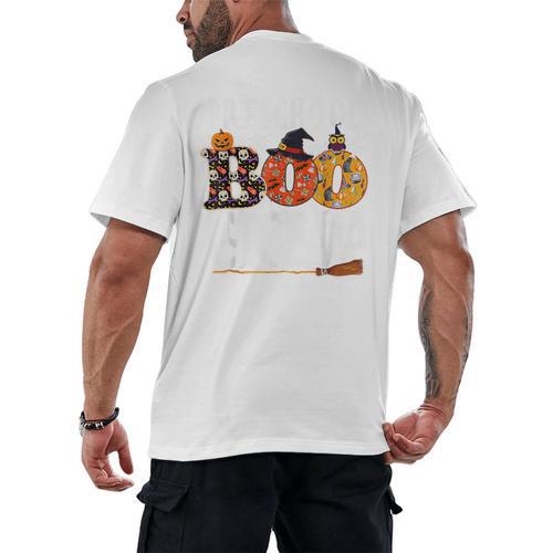Preschool Boo Crew Teacher Halloween Men's Back Print T-Shirt - teacherstshirts.com DE