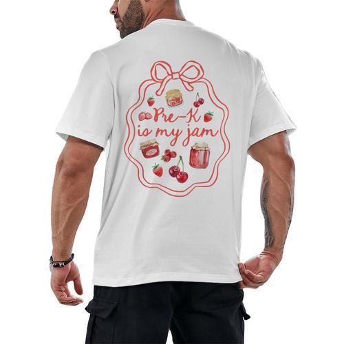 Preschool Pre-K Is My Jam Strawberry Girl Teacher Kids Men's Back Print T-Shirt - teacherstshirts.com AU