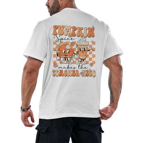Pumpkin Spice Makes The Teacher Nice Teacher Graduation Men's Back Print T-Shirt - teacherstshirts.com DE
