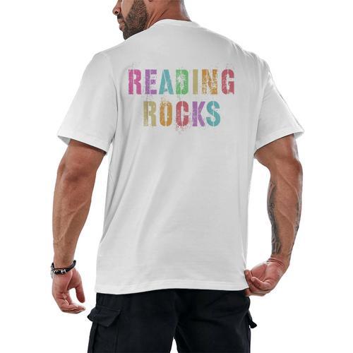 READING ROCKS English Teacher ELA ABCD Read Star Kinder Men's Back Print T-Shirt - teacherstshirts.com CA
