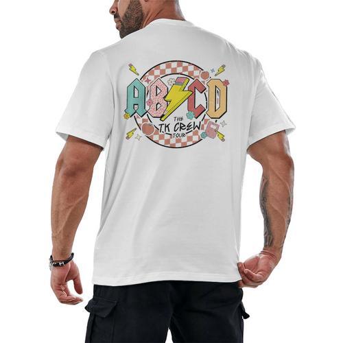 Retro ABCD Transitional Kindergarten Teacher Tour TK Teacher Men's Back Print T-Shirt - teacherstshirts.com CA