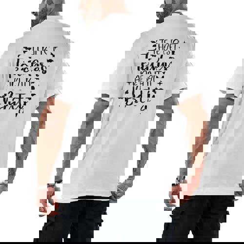 Retro The Best Teachers Are A Bit Batty Halloween Teacher Men&#x27;s Back Print T-Shirt - teacherstshirts.com