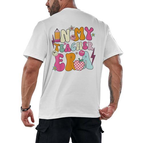 Retro Groovy In My Teaching Era Best Teacher Appreciation Men's Back Print T-Shirt - teacherstshirts.com UK
