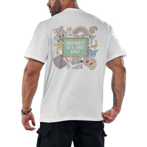 Retro Hooray It's Art Day Art Teacher Back To School Women Men's Back Print T-Shirt - teacherstshirts.com