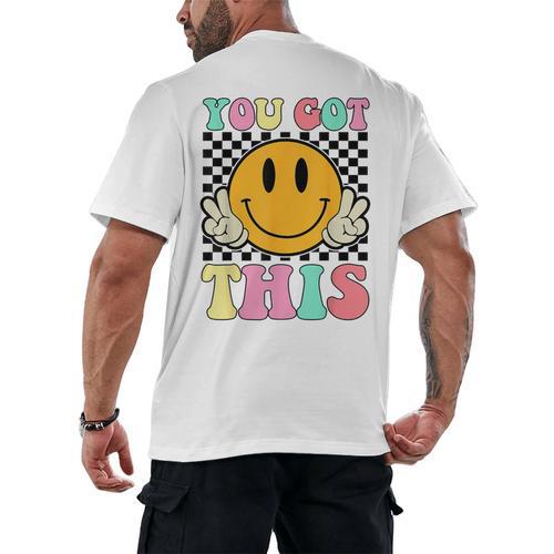 You Got This Retro Smile Motivational Testing Day Teacher Men's Back Print T-Shirt - teacherstshirts.com DE