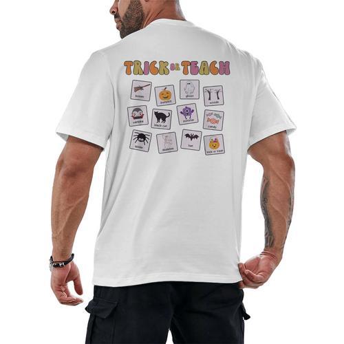 Retro Trick Or Treat Halloween Special Education Teacher Men's Back Print T-Shirt - teacherstshirts.com CA