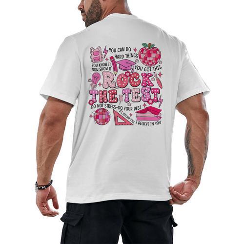Rock The Test Testing Day Don't Stress Do Your Best Teacher For Men Women Girls Kids Men's Back Print T-Shirt - teacherstshirts.com CA