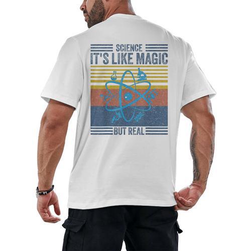 Science It's Like Magic But Real Science Teacher Geek Nerd Men's Back Print T-Shirt - teacherstshirts.com
