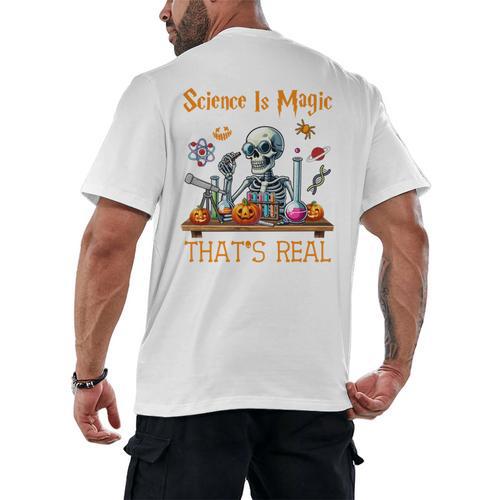 Science Is Magic Halloween Skeleton Students Teacher Men's Back Print T-Shirt - teacherstshirts.com AU