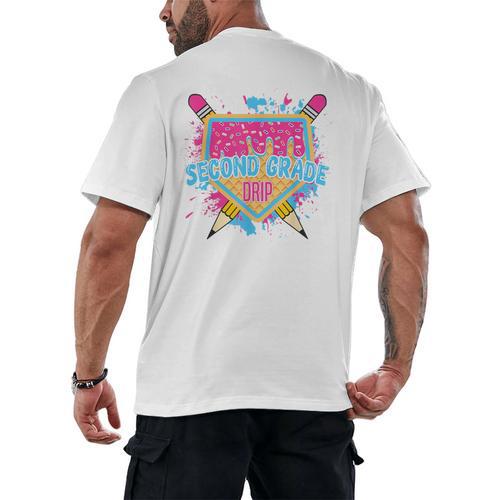 Second Grade Drip Ice Cream Home Plate Baseball Teachers Kid Men's Back Print T-Shirt - teacherstshirts.com UK