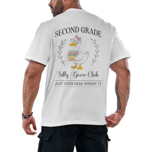 Second Grade Silly Goose Club For Teacher Or Student Men's Back Print T-Shirt - teacherstshirts.com CA