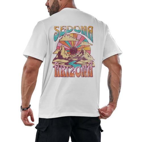 Sedona Arizona Nature Hiking Mountains Outdoors Vintage Men's Back Print T-Shirt - Bostonterriersmerch.com