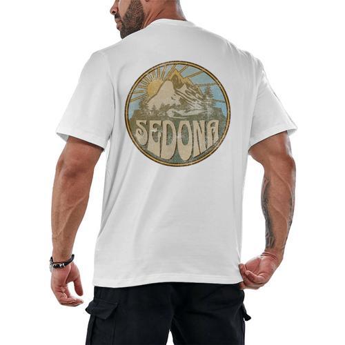 Sedona Arizona Nature Mountains Hiking Outdoors Men's Back Print T-Shirt - Bostonterriersmerch.com