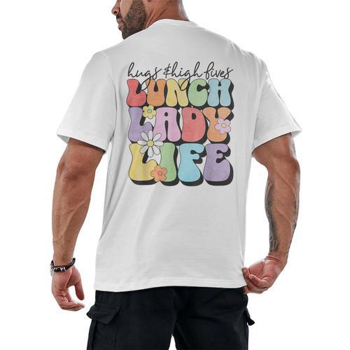Soul Bleach Teacher Staff First Day Of School Last Hugs & High Fives Lunch Lady Vibes Blue Classic Fit Men's Back Print T-Shirt - teacherstshirts.com AU