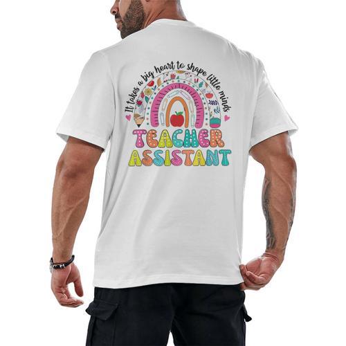 It Takes A Big Heart To Shape Little Minds Teacher Assistant Men's Back Print T-Shirt - teacherstshirts.com