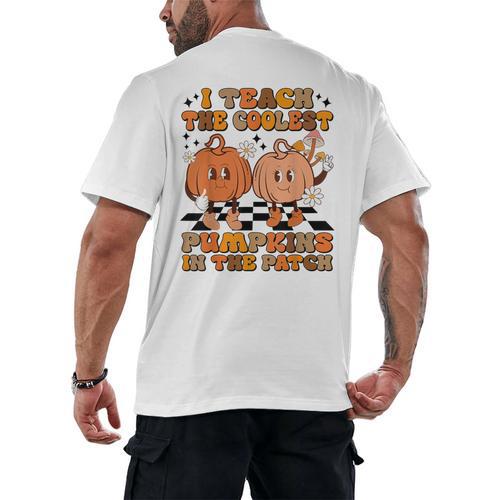 I Teach The Coolest Pumpkins In The Patch Teacher Halloween Men's Back Print T-Shirt - teacherstshirts.com UK