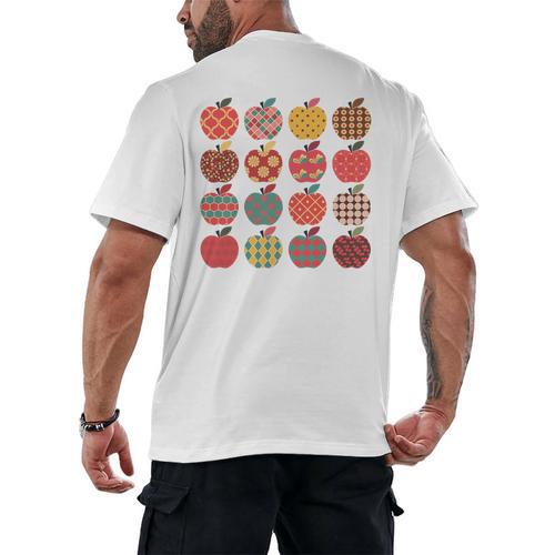 Teacher Apple Back To School Art For School Supplies Men's Back Print T-Shirt - teacherstshirts.com AU