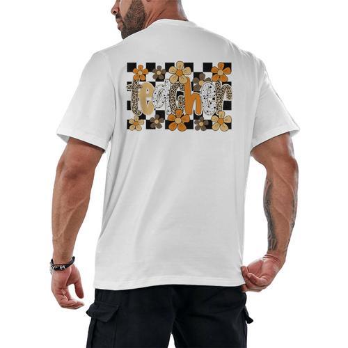 Teacher Appreciation Boho Floral Leopard Checkered Men's Back Print T-Shirt - teacherstshirts.com AU
