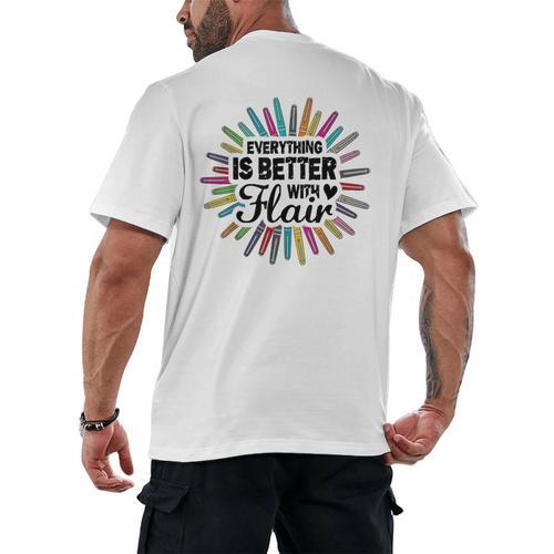 Teacher Flair Pen Art Lover School Supplies Men's Back Print T-Shirt - teacherstshirts.com UK