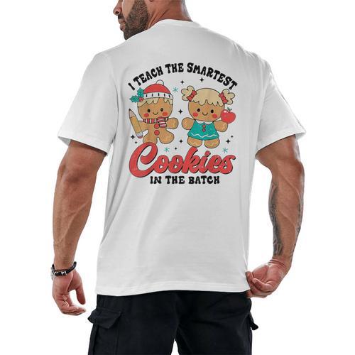 Teacher Of Smart Cookies Cute Gingerbread Teacher Christmas Men's Back Print T-Shirt - teacherstshirts.com DE